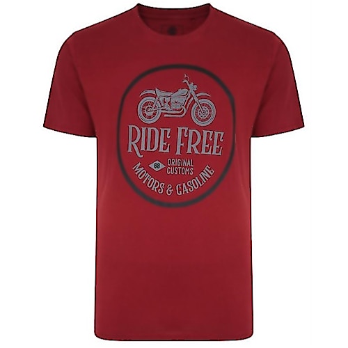 KAM Ride Free Print T-Shirt Weinrot 